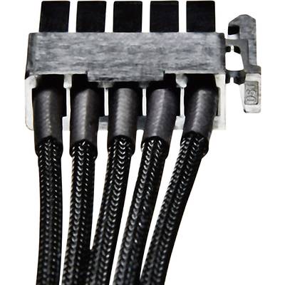 Fiche de connexion électrique avec cinq câbles noirs soigneusement alignés, destinée à être utilisée dans des appareils électroniques.