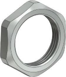 Un écrou hexagonal en argent.