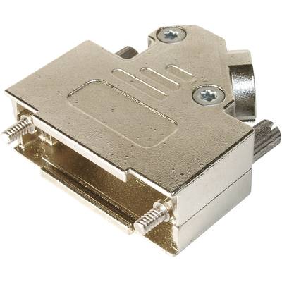 Boîtier métallique pour une prise D-Sub, couramment utilisé en électrotechnique et pour les connexions informatiques, avec verrouillage par vis.