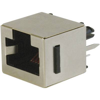 'Prise RJ45, boîtier métallique, avec connexions à l'arrière, destinée aux applications réseau.'
