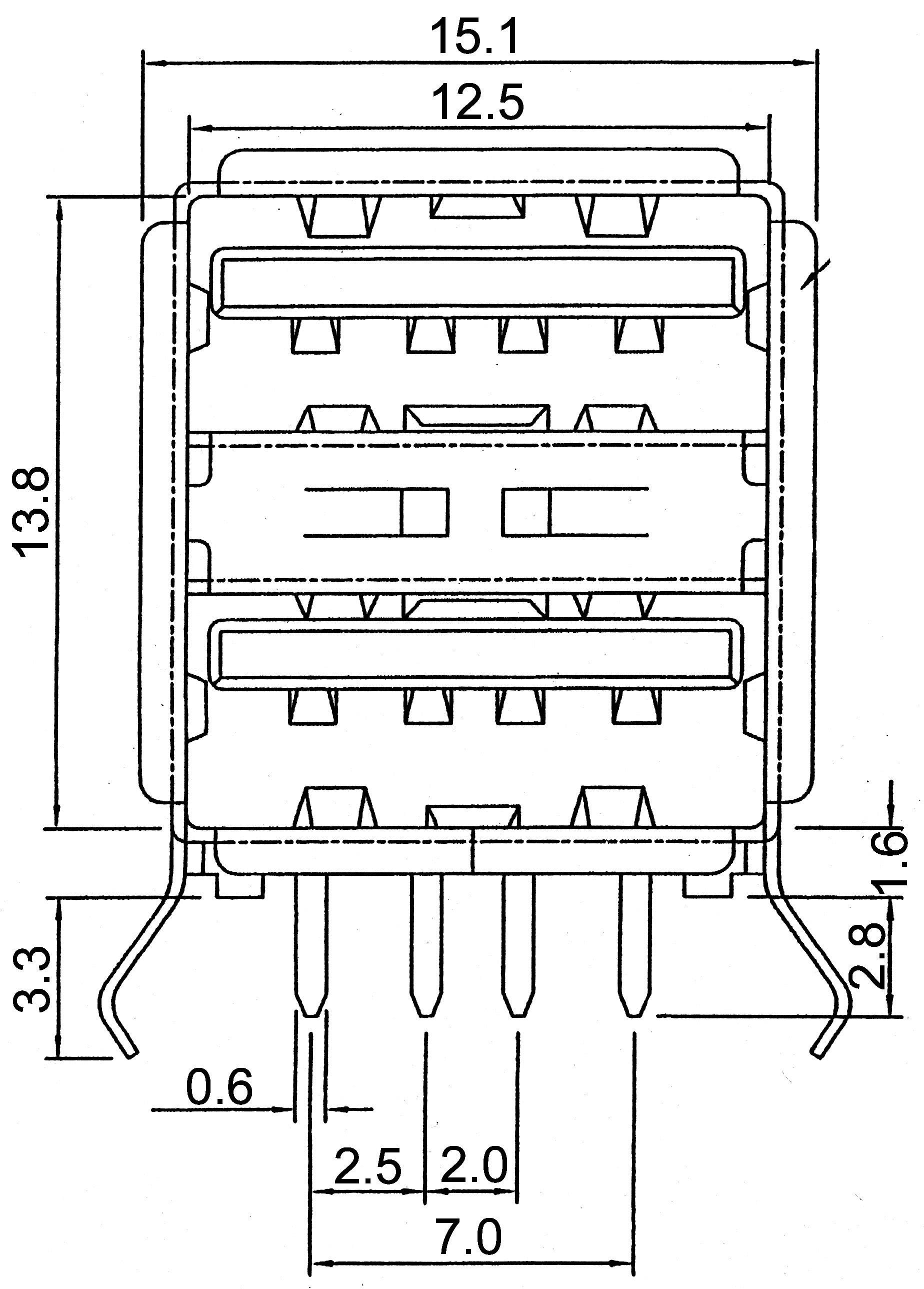 Dessin technique d'un composant avec des dimensions en millimètres. Montre les détails des raccordements et des dimensions extérieures.