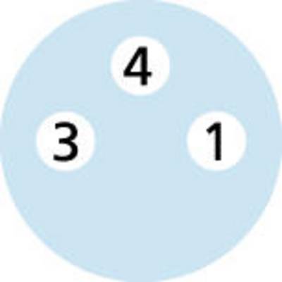 Diagramme circulaire avec trois nombres : 3, 4, 1.
