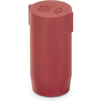 Bouchon cylindrique en plastique rouge portant l'inscription « 9 ».