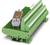 Barrette de connexion verte pour circuit imprimé avec connexion enfichable et bornes numérotées. Adapté pour le montage sur rail DIN.