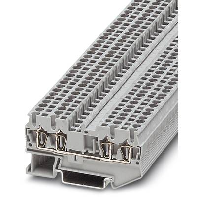 Barrette de connexion électrique grise à plusieurs niveaux, adaptée aux armoires électriques industrielles.