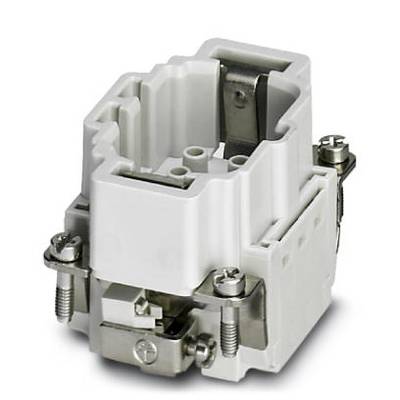 Un connecteur électrique blanc avec des vis métalliques est clairement visible au centre de l'image. Il possède plusieurs entrées et éléments de fixation.
