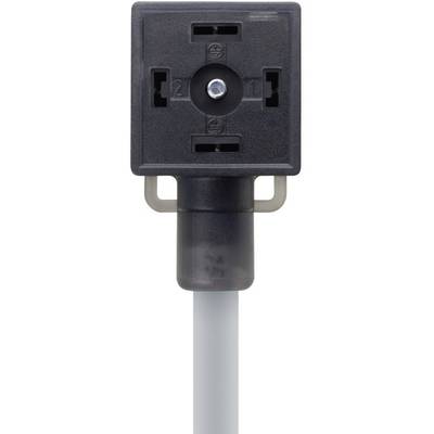 Un connecteur électrique noir avec des numéros marqués '1' et '2', monté sur un câble gris.