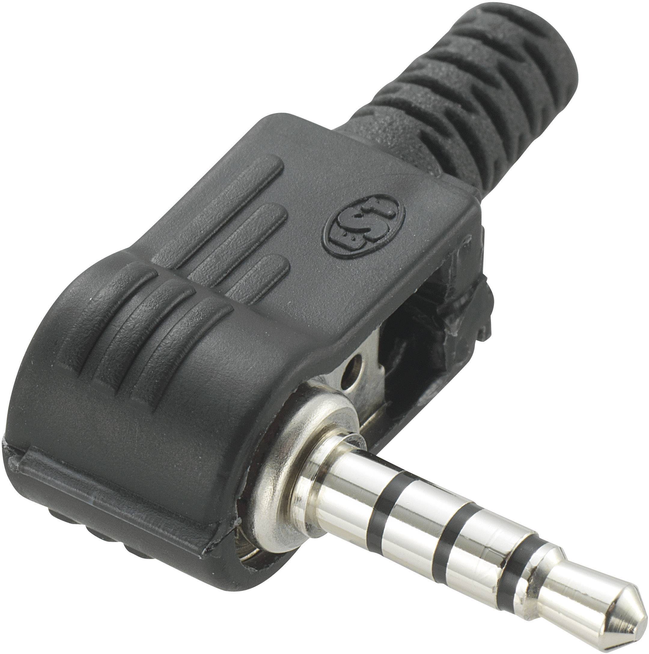 Connecteur jack 3,5 mm mâle coudé Nombre de pôles 4 stéréo noir 1 pc(s