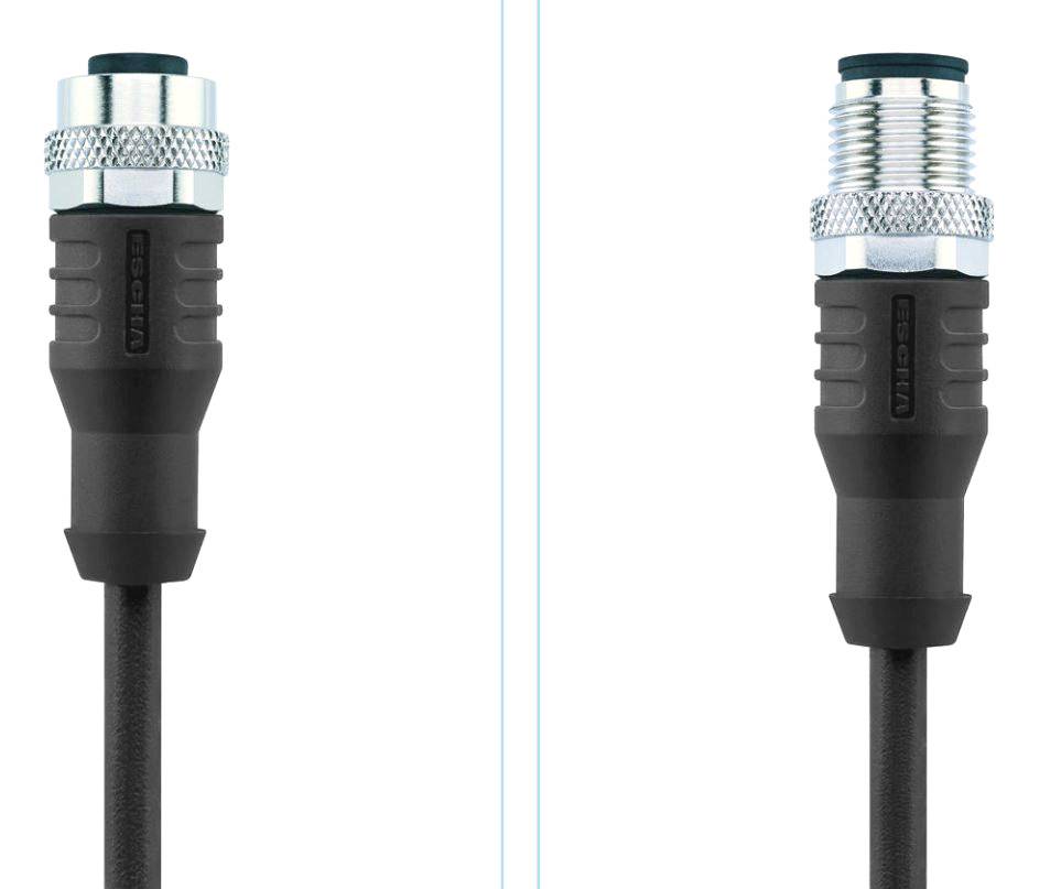 Câble de connexion M12 pour capteurs/actionneurs "Automation Line" Escha AL-WAK8-2-AL-WAS8/S370 8046932 Pôle: 8 Contenu:
