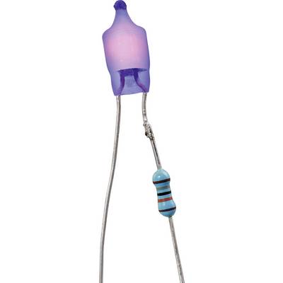 Une lampe LED bleue lumineuse avec une résistance. La LED affiche une lumière pulsante.