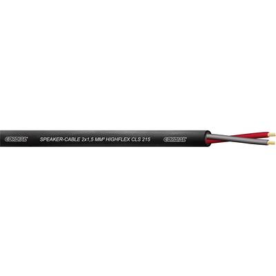 Cordial CLS 215 Black 100 Câble haut-parleur  2 x 1.50 mm² noir Marchandise vendue au mètre