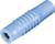 Un connecteur en plastique bleu à surface striée et avec une connexion métallique. Adapté pour les connexions électriques.