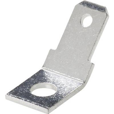 Support d'angle métallique avec deux trous, un de chaque côté. Utilisé pour fixer ou connecter des composants lors de tâches d'assemblage.