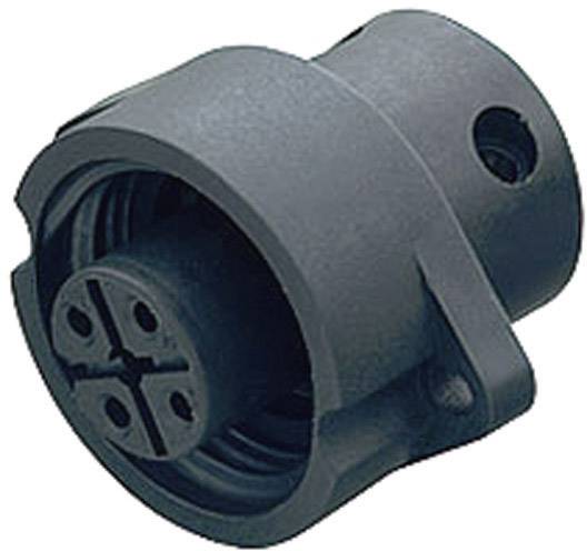 Pièce cylindrique en plastique noir avec des ouvertures et des rainures, probablement un élément de connexion ou un adaptateur.