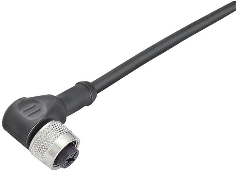 Un connecteur noir coudé avec un verrou métallique et un long câble, adapté aux connexions et appareils électroniques.