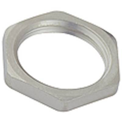 Écrou hexagonal en métal, utilisé pour la fixation d'objets.
