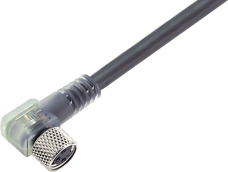 Câble avec connecteur à angle droit et filetage métallique. Adapté pour une connexion sécurisée dans des applications techniques.