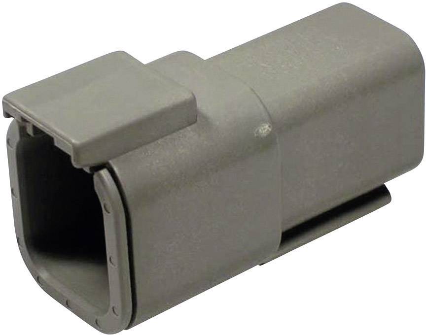 Un boîtier gris rectangulaire en plastique aux coins arrondis, probablement un boîtier pour une prise électrique ou électronique.