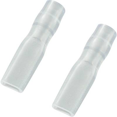 Deux gaines en plastique transparentes en forme de tubes étroits, légèrement élargies à une extrémité. Elles sont disposées parallèlement l'une à l'autre.