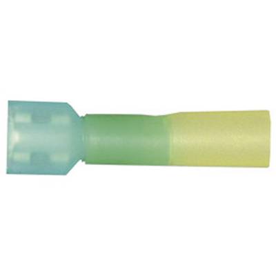 Un cosse femelle isolée en code couleur, composée d'une section avant bleue et d'une section arrière jaune.