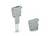 Clé de connexion grise et couvercle en plastique, disposés côte à côte. Principalement utilisés dans des applications électriques.
