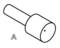 Une représentation schématique d'une tige cylindrique avec un point sur sa surface frontale, avec un 'A' à côté.