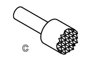 Représentation d'une grille cylindrique ; la lettre C à côté