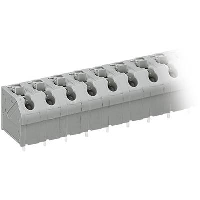 Un connecteur électronique gris à broches multiples, adapté au montage sur circuit imprimé.