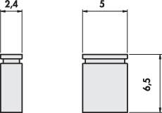 Un graphique avec deux nombres, '24' et '5', placés au-dessus de blocs rectangulaires. Le bloc sur la droite est décalé vers le haut.