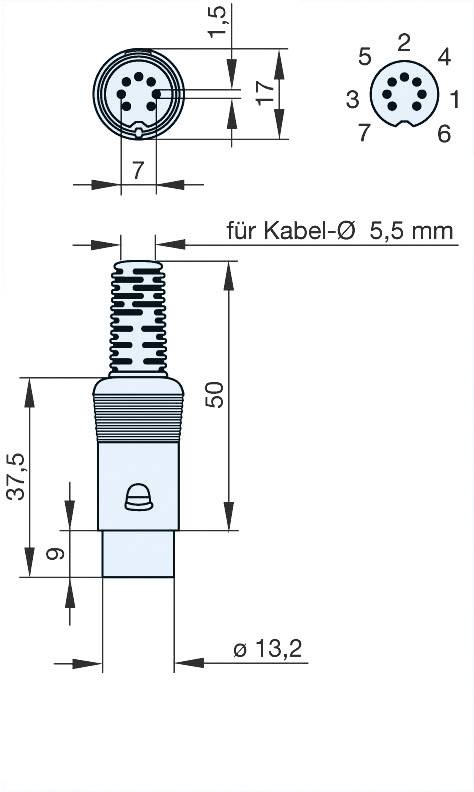 Hirschmann 930 356-517-1 Connecteur rond DIN mâle, droit Nombre de pôles: 7 gris 1 pc(s)-5