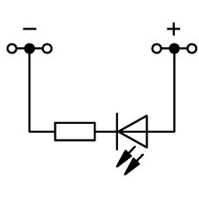 Schéma électronique avec LED, diode, résistance. Le symbole indique les bornes positives et négatives, circuit de base.