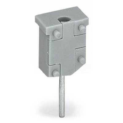 Objet rectangulaire gris en plastique avec un stylet arrondi à sa base et des trous sur sa surface supérieure, probablement un composant électronique.