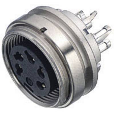 Connecteur rond en argent avec plusieurs broches destiné à relier des appareils électroniques.