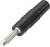Fiche banane noir sur fond blanc. Connecteur électrique couramment utilisé dans les équipements audio et de mesure.