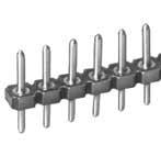 'Barrette de connexion à une rangée avec plusieurs broches, forme rectangulaire de base, adaptée aux connexions électroniques sur circuit imprimé.'