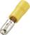 Connecteur jaune avec embout de contact métallique, adapté aux applications électriques.