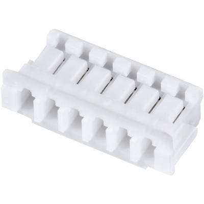 Connecteur en plastique blanc à huit broches, utilisé pour les connexions électriques.