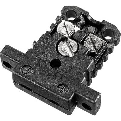 Entrée de câble électrique noire avec deux vis apparentes, adaptée pour le montage sur des appareils ou des connexions.