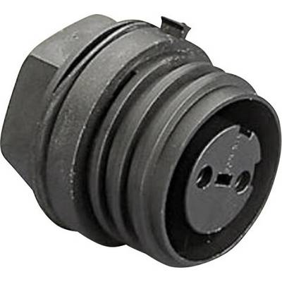 Fiche ronde noire multipoints, représentée de côté sur un fond blanc.
