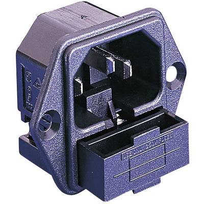 Un connecteur électrique noir de forme rectangulaire avec des trous de fixation sur les côtés, adapté pour l'électronique domestique.