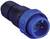 Connecteur industriel bleu et noir avec deux contacts métalliques, adapté aux applications électriques robustes dans des environnements industriels.
