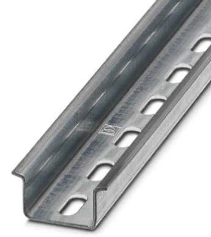Rail métallique perforé, adapté aux applications industrielles ou à la fixation de structures et d'équipements.