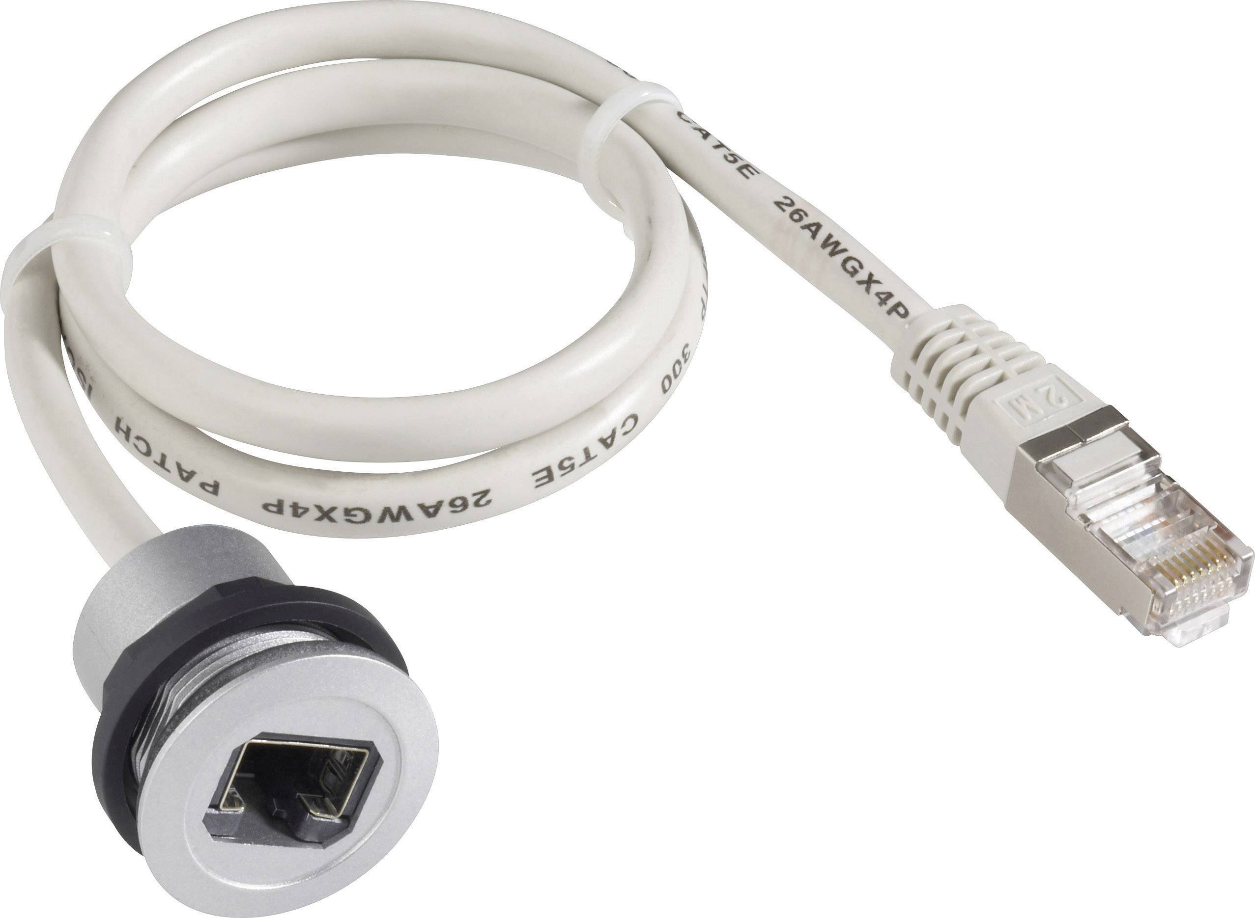 Un câble Ethernet avec une fiche recouverte de beige et un connecteur intégré, adapté aux connexions réseau.