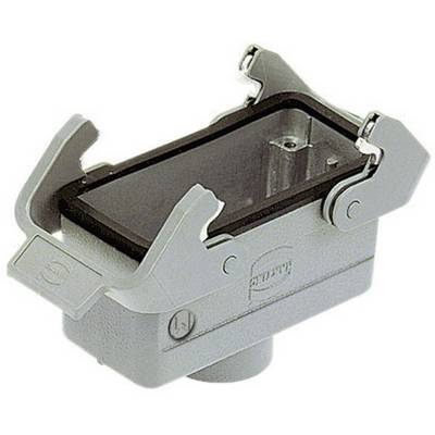 Un boîtier industriel gris rectangulaire équipé de deux fermoirs métalliques rabattables. Il est conçu pour assurer la sécurité des connexions électriques.