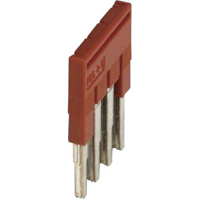 Un connecteur de pont de liaison multipolaire rouge avec plusieurs broches métalliques, destiné à la connexion électrique de circuits.