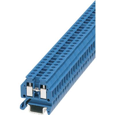 Un bloc de bornes modulaire bleu avec plusieurs possibilités de connexion, adapté aux circuits électriques dans les boîtes de distribution.