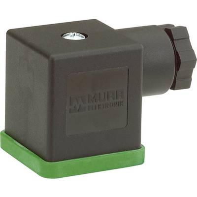 Un connecteur noir avec un socle vert et un logo 'Murrelektronik' imprimé. Bloc de connexion électrique pour le raccordement.
