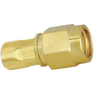 Raccord en laiton avec écrou-raccord hexagonal et extrémité cylindrique, utilisé pour les connexions de tuyauterie dans les systèmes sanitaires.