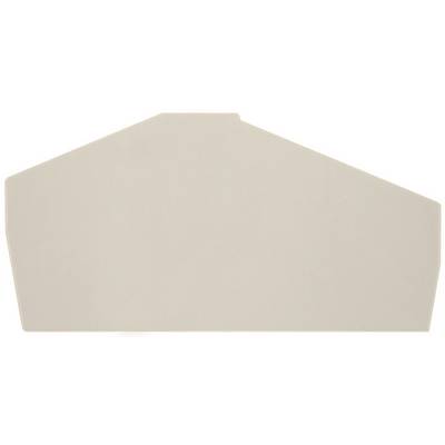 Une pièce en plastique beige clair, pentagonale, à structure uniforme et coins arrondis.