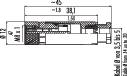 Dessin technique d'un composant cylindrique, dimensions en millimètres : longueur 45, diamètre M8 x 1,5. La vue en coupe montre les structures internes.